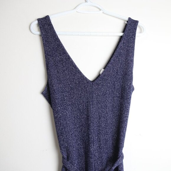 Gap Ribbed Belt-Tie V Neck Knitted Wide Leg Sleeveless Jumpsuit Size Medium - Picture 2 of 7
